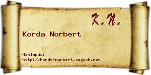 Korda Norbert névjegykártya